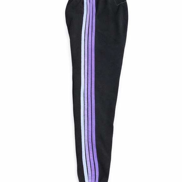 Aviator Nation Black Sweatpants Purple Stripe Joggers Super Soft Small - Picture 3 of 8